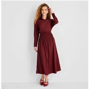 New Future Collective smocked shirt midi dress 1X